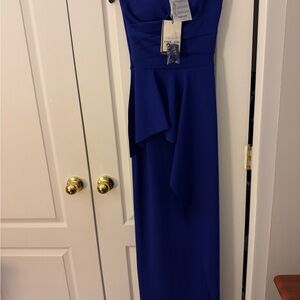 Chiara Boni Strapless Blue Dress